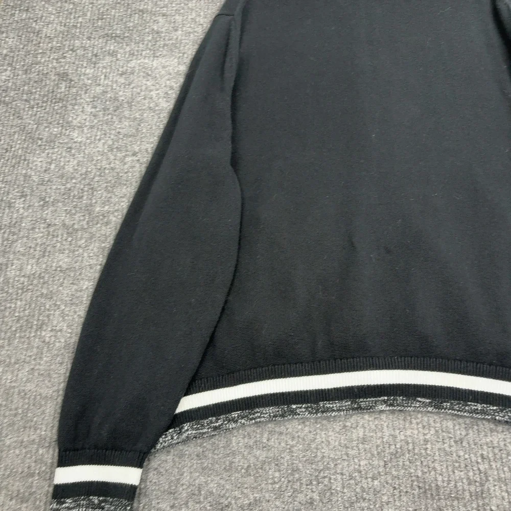 Banana Republic Full Zip Sweater Mens XXL Black Cotton Striped Trim Casual Style